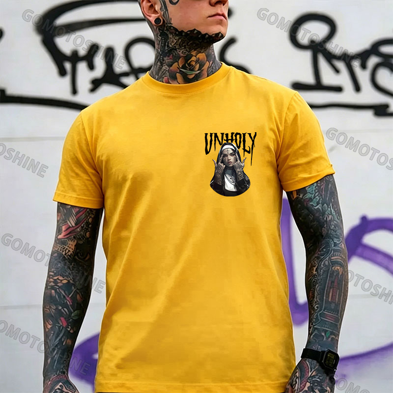 UNHOLY Defiant Nun Print Men's T-Shirt Image - 21