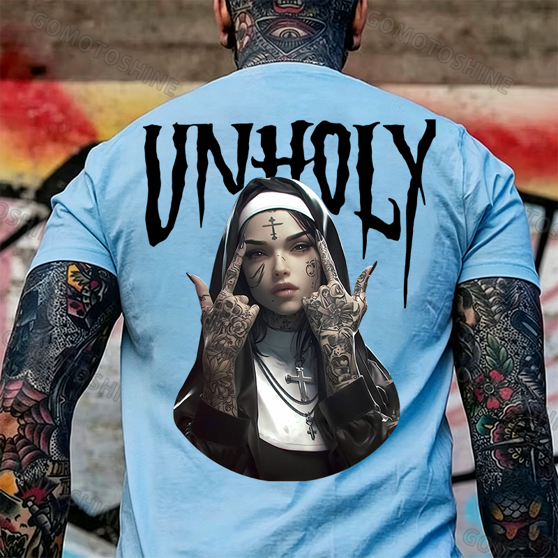 UNHOLY Defiant Nun Print Men's T-Shirt Image - 22
