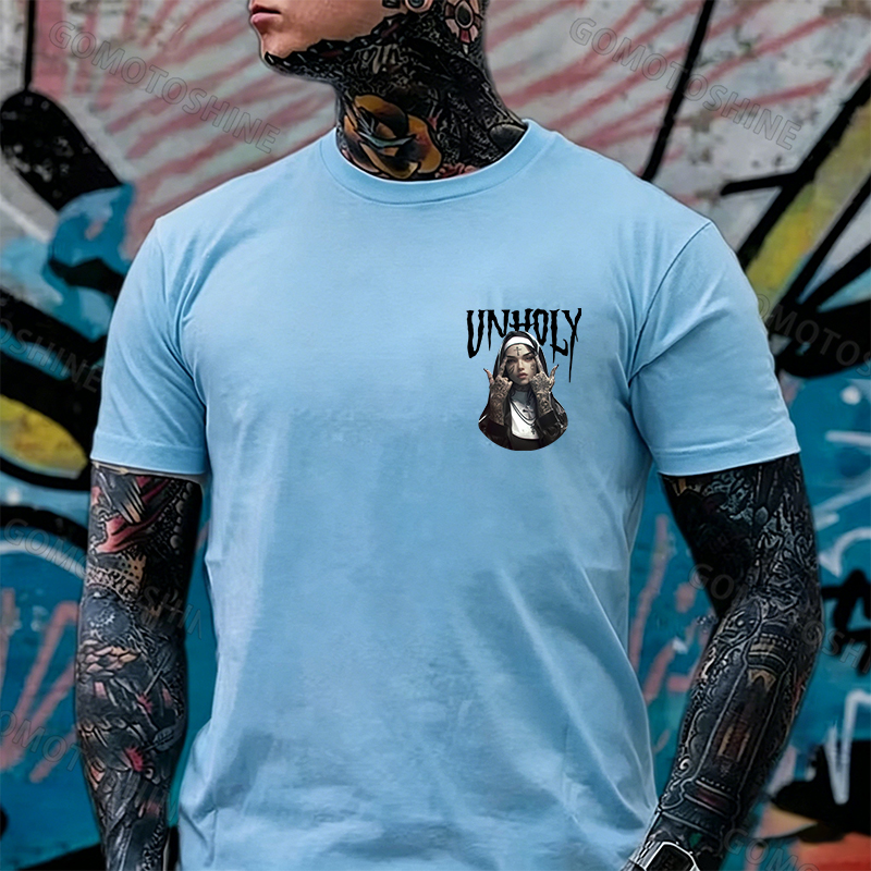 UNHOLY Defiant Nun Print Men's T-Shirt Image - 23