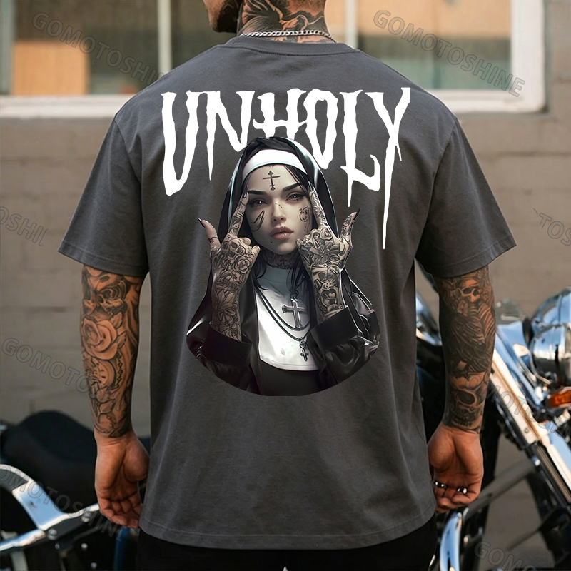UNHOLY Defiant Nun Print Men's T-Shirt Image - 24