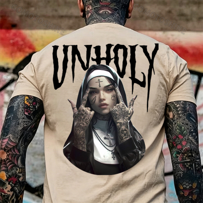 UNHOLY Defiant Nun Print Men's T-Shirt Image - 26