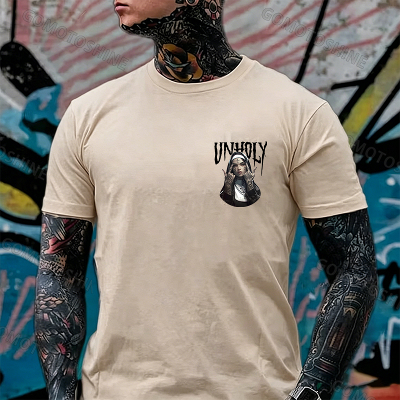 UNHOLY Defiant Nun Print Men's T-Shirt Image - 27