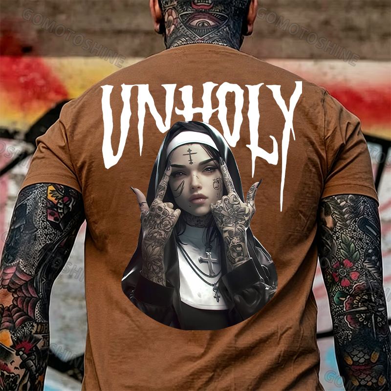 UNHOLY Defiant Nun Print Men's T-Shirt Image - 28