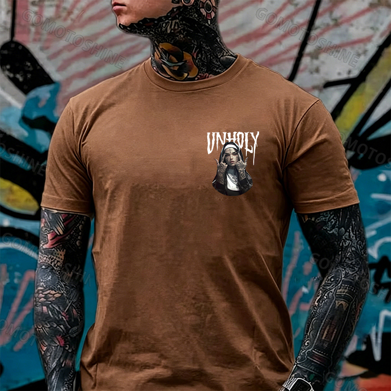 UNHOLY Defiant Nun Print Men's T-Shirt Image - 29