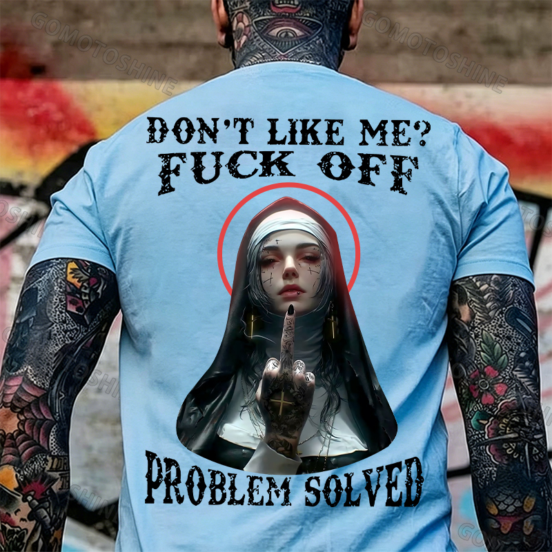 DON'T LIKE ME F*CK OFF Defiant Nun Print Men's T-Shirt Image - 21