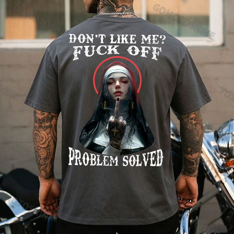 DON'T LIKE ME F*CK OFF Defiant Nun Print Men's T-Shirt Image - 19