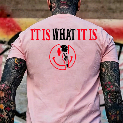IT IS WHAT IT IS Broken Emoji Skull Print Men's T-Shirt Image - 8