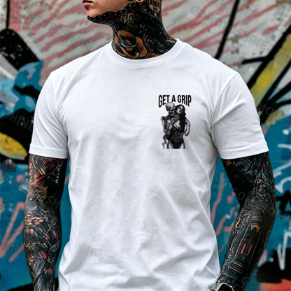 GET A GRIP Sexy Woman & Skull Print Men's T-shirt Image - 10