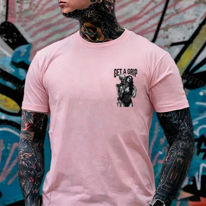 GET A GRIP Sexy Woman & Skull Print Men's T-shirt Image - 16