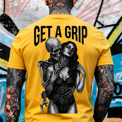 GET A GRIP Sexy Woman & Skull Print Men's T-shirt Image - 19