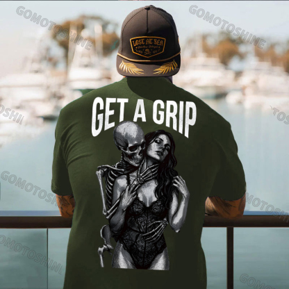 GET A GRIP Sexy Woman & Skull Print Men's T-shirt Image - 21