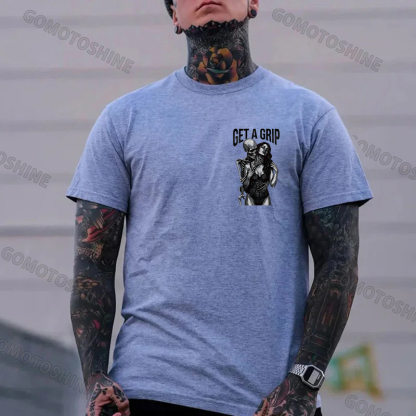 GET A GRIP Sexy Woman & Skull Print Men's T-shirt Image - 24