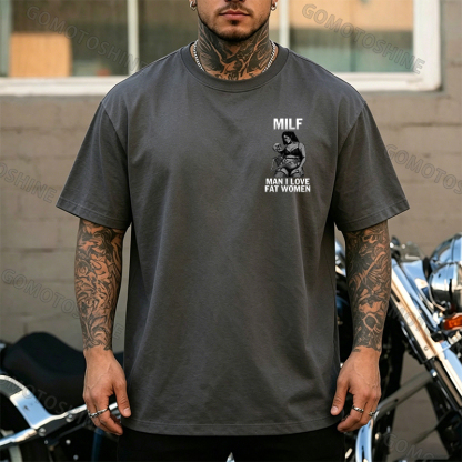 MILF Man I Love Fat Women Plussize Model & Skull Print Men's T-Shirt Image - 4