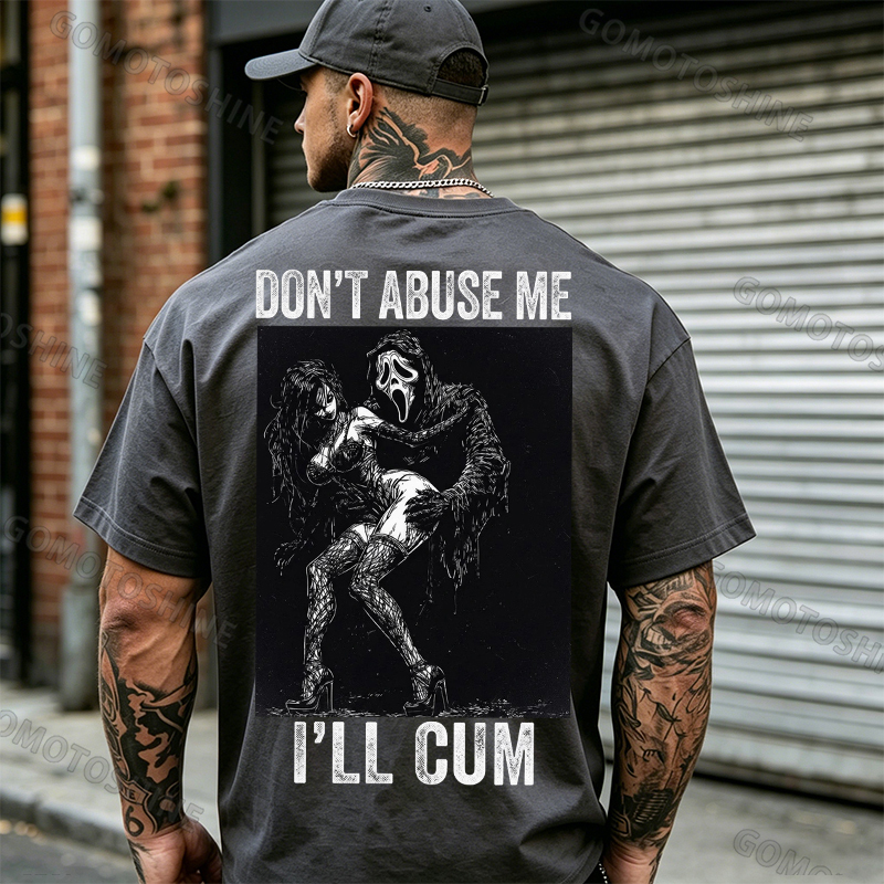 DON'T ABUSE ME I'LL CUM Ghostface & Sexy Woman BDSM Print Men's T-shirt Image - 3