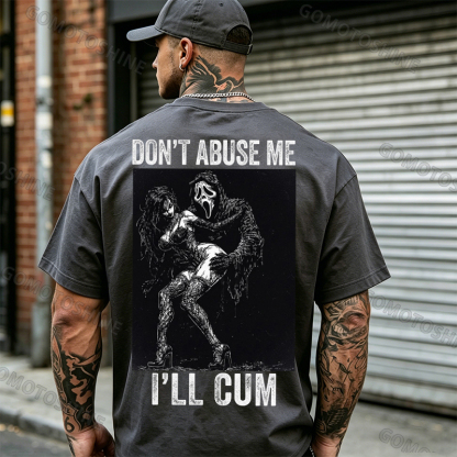 DON'T ABUSE ME I'LL CUM Ghostface & Sexy Woman BDSM Print Men's T-shirt Image - 3