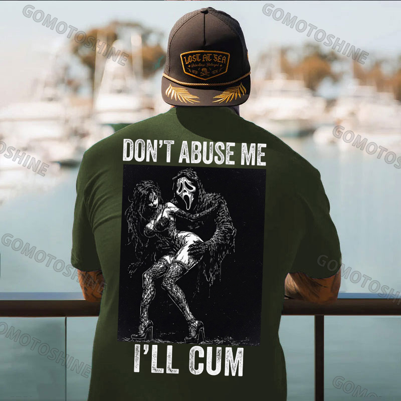 DON'T ABUSE ME I'LL CUM Ghostface & Sexy Woman BDSM Print Men's T-shirt Image - 5