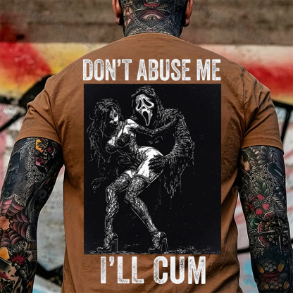 DON'T ABUSE ME I'LL CUM Ghostface & Sexy Woman BDSM Print Men's T-shirt Image - 25