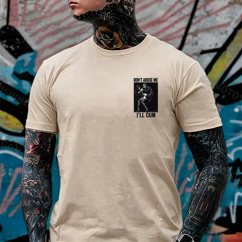 DON'T ABUSE ME I'LL CUM Ghostface & Sexy Woman BDSM Print Men's T-shirt Image - 12