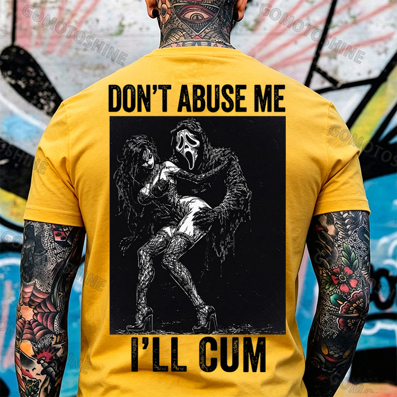 DON'T ABUSE ME I'LL CUM Ghostface & Sexy Woman BDSM Print Men's T-shirt Image - 21