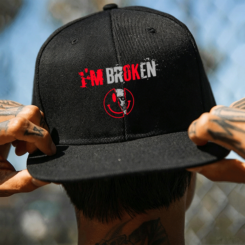 I'M BROKEN Black Fashion Cap Image - 4