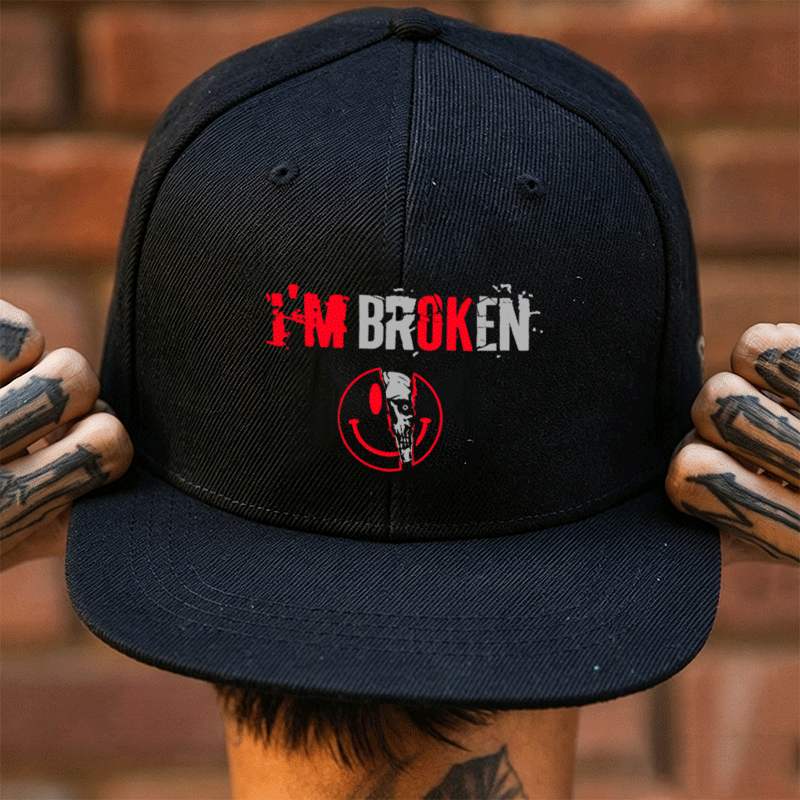 I'M BROKEN Black Fashion Cap Image - 5