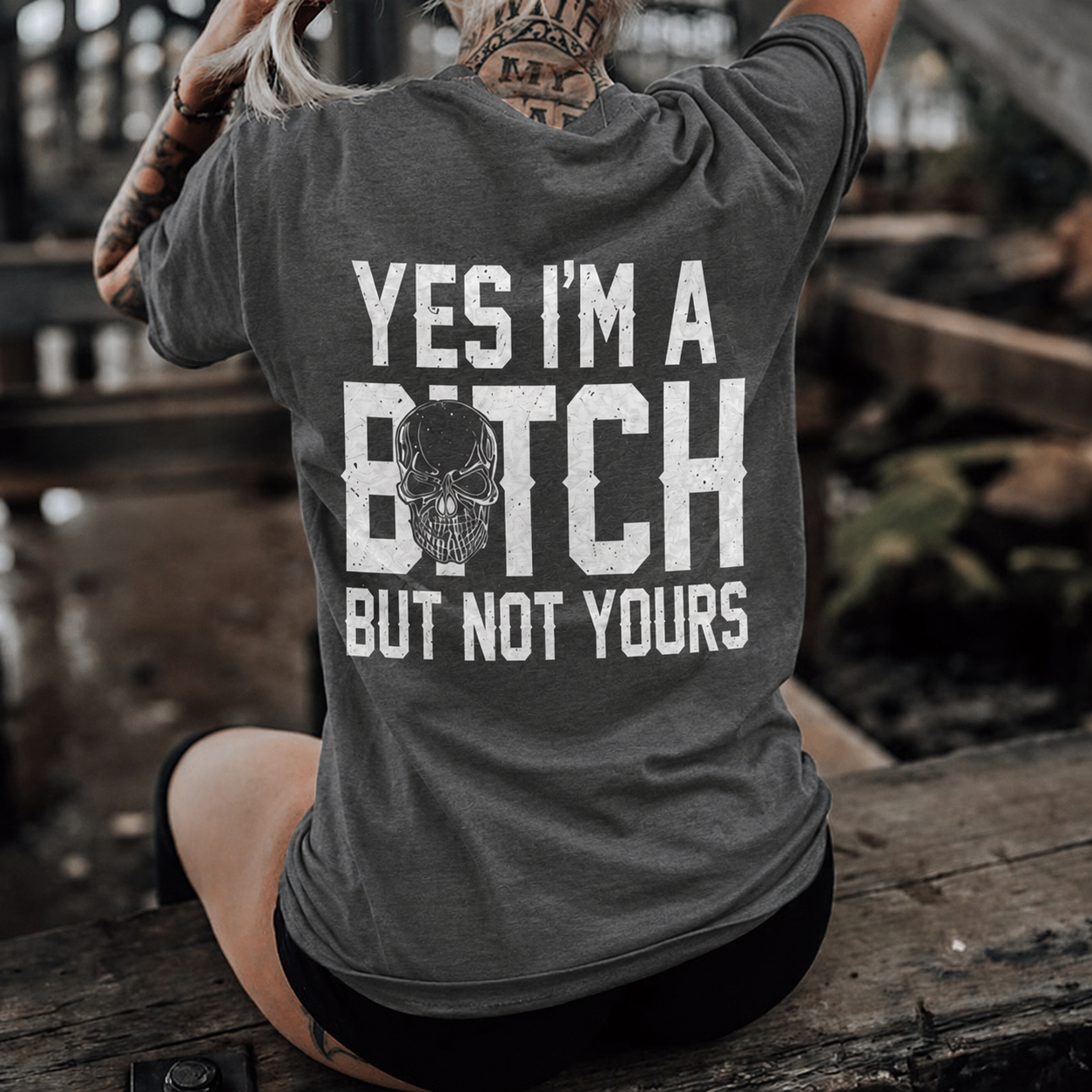 YES I'M A BITCH BUT NOT YOURS Mini Skull Adult Humor Print Women's T-shirt Image - 5