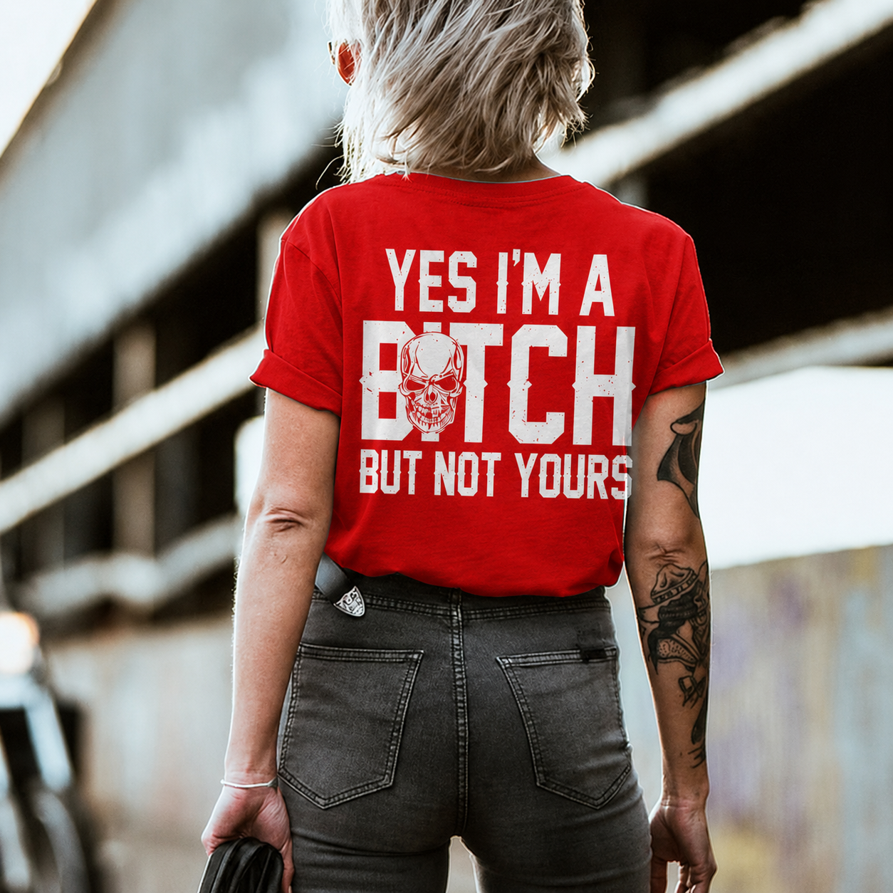 YES I'M A BITCH BUT NOT YOURS Mini Skull Adult Humor Print Women's T-shirt Image - 6