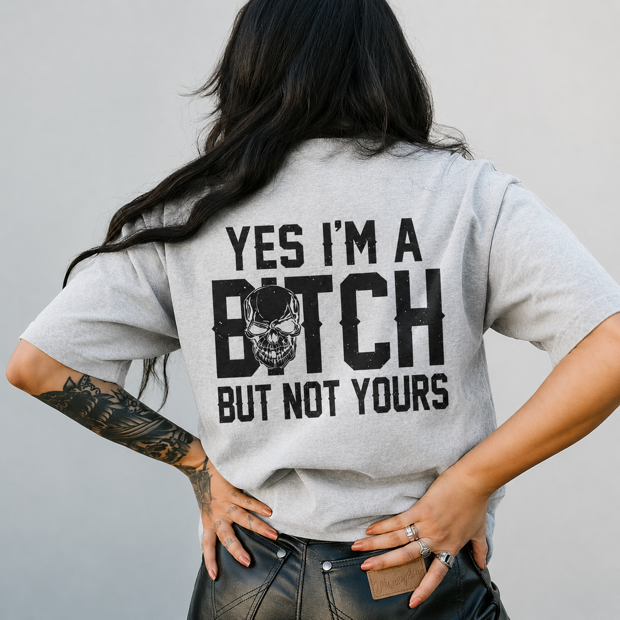 YES I'M A BITCH BUT NOT YOURS Mini Skull Adult Humor Print Women's T-shirt Image - 9