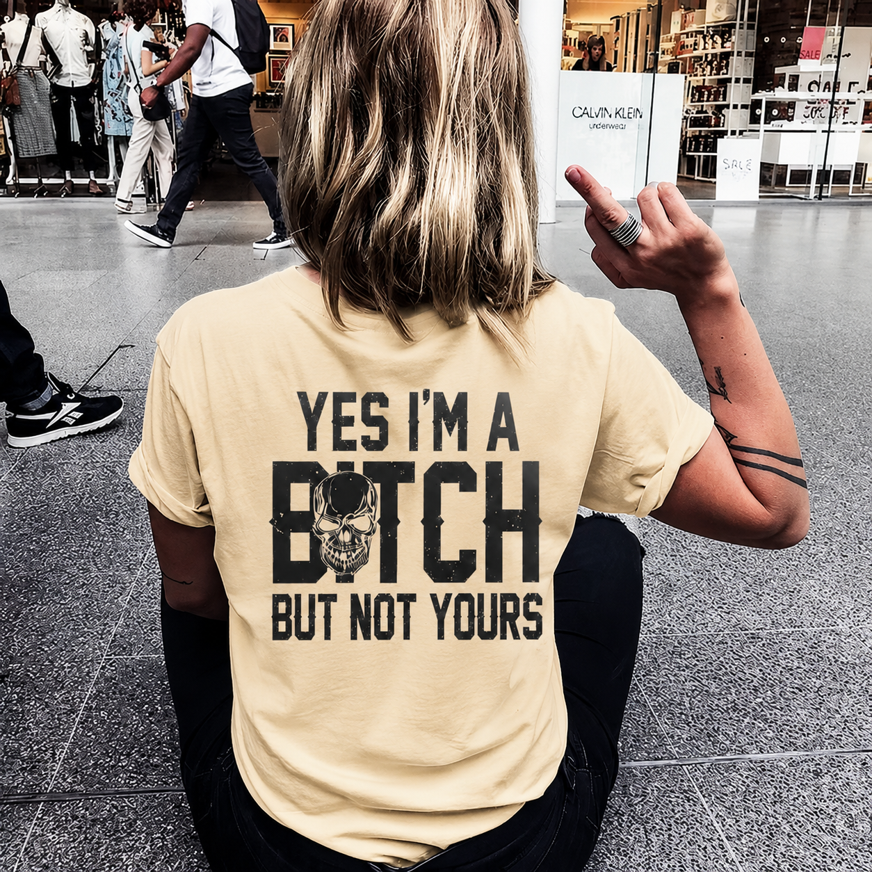 YES I'M A BITCH BUT NOT YOURS Mini Skull Adult Humor Print Women's T-shirt Image - 8