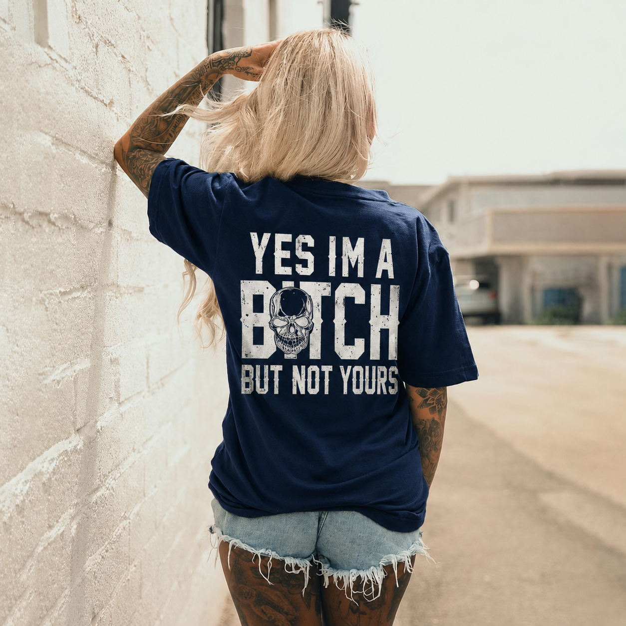 YES I'M A BITCH BUT NOT YOURS Mini Skull Adult Humor Print Women's T-shirt Image - 7