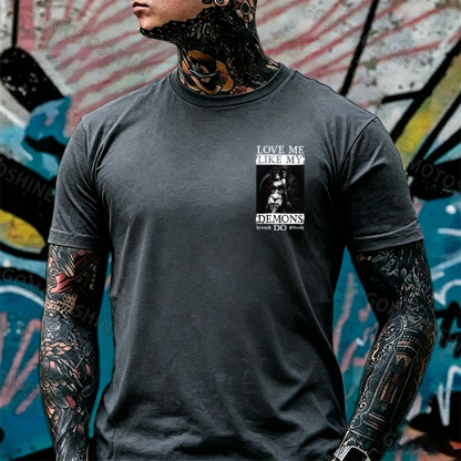 LOVE ME LIKE MY DEMONS DO Skeleton Reaper Evil Girl Print Men's T-shirt Image - 25