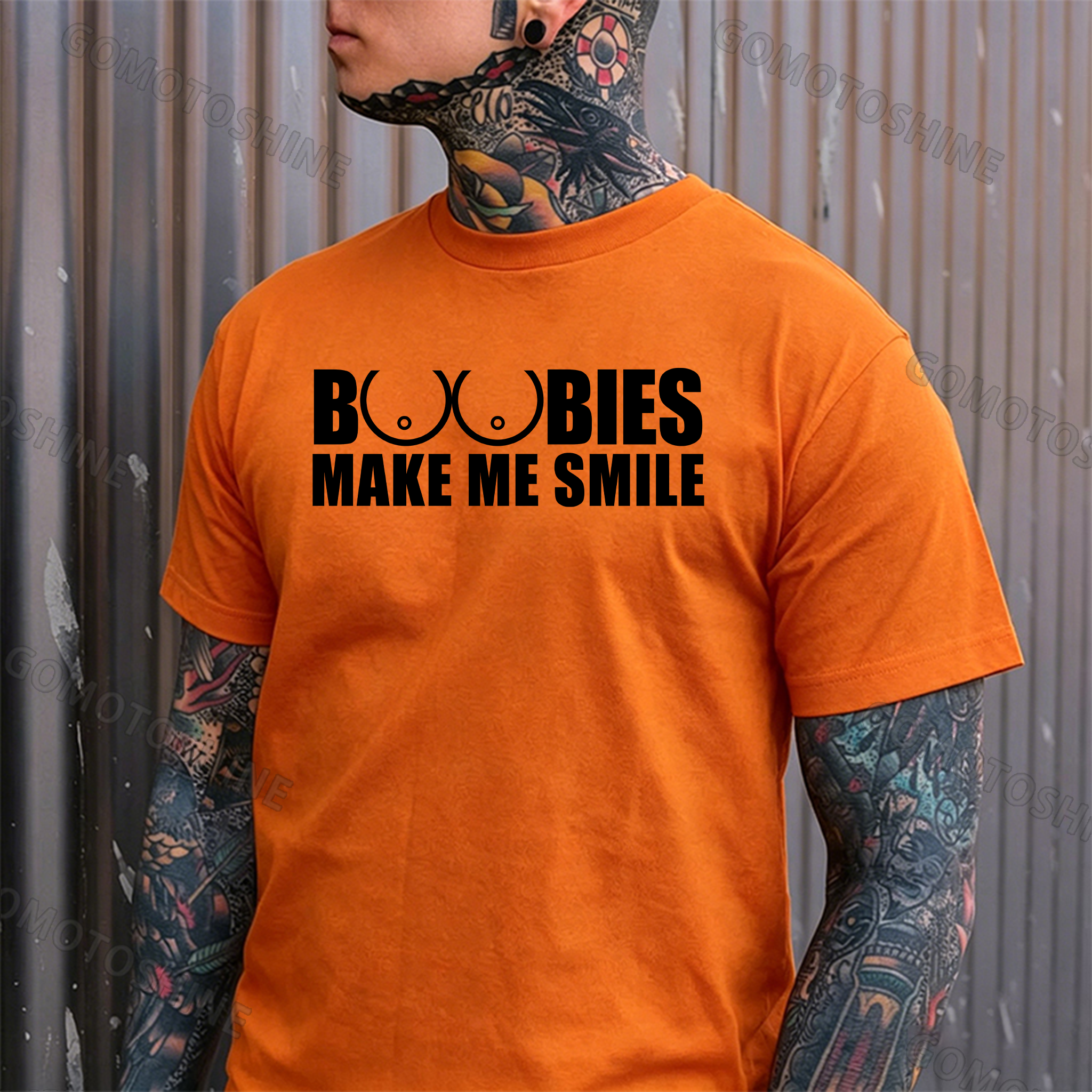 BOOBIES MAKE ME SMILE Graphic Black Print T-shirt Image - 12
