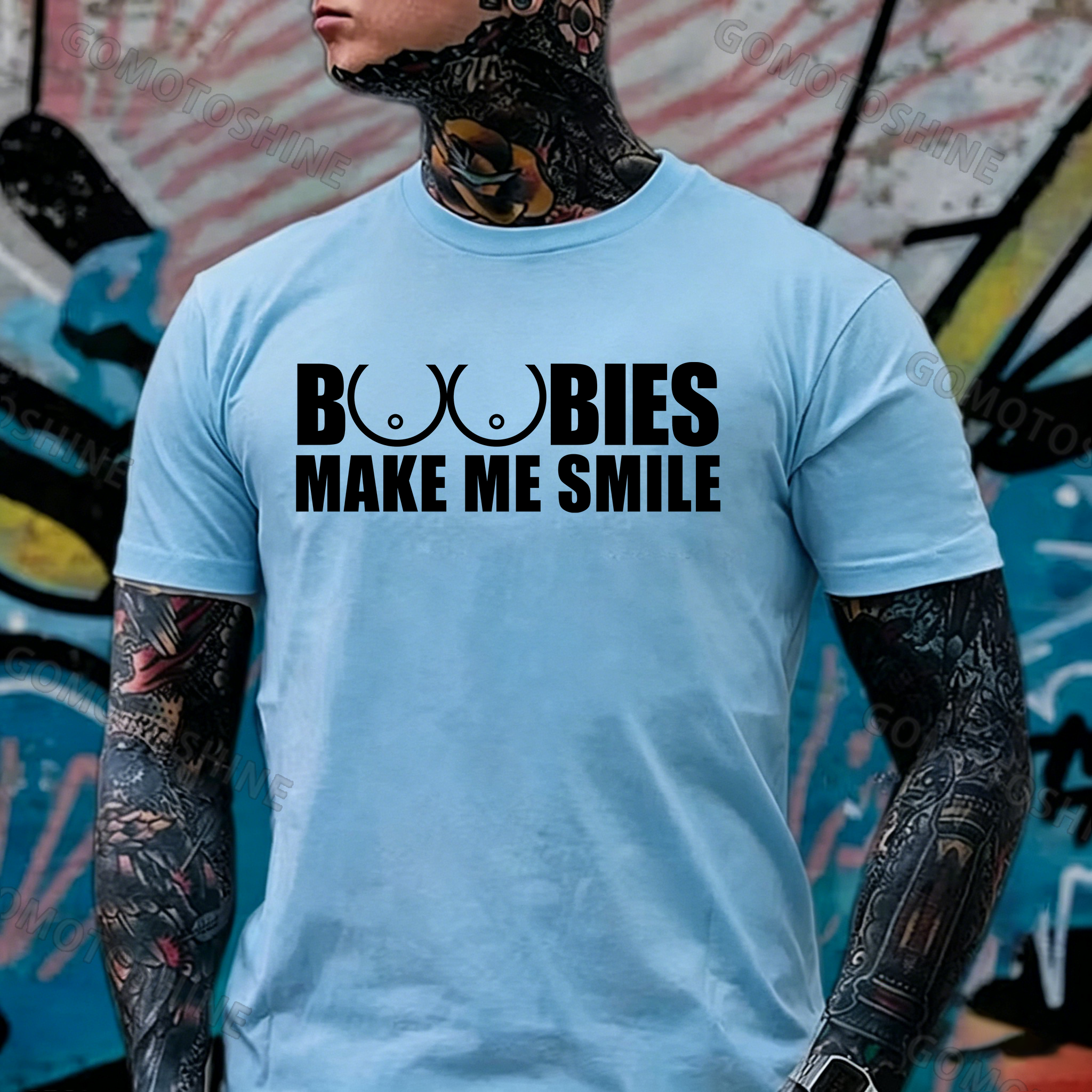 BOOBIES MAKE ME SMILE Graphic Black Print T-shirt Image - 13