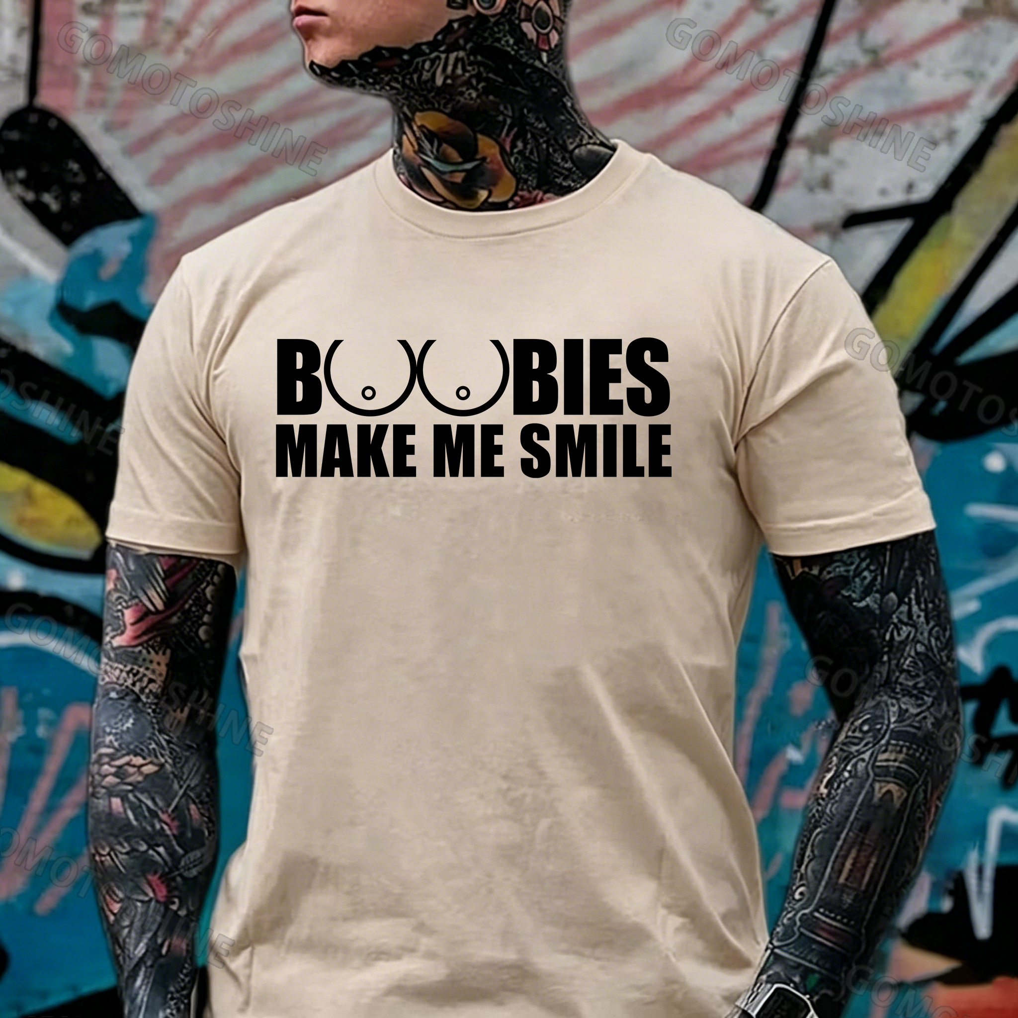 BOOBIES MAKE ME SMILE Graphic Black Print T-shirt Image - 16