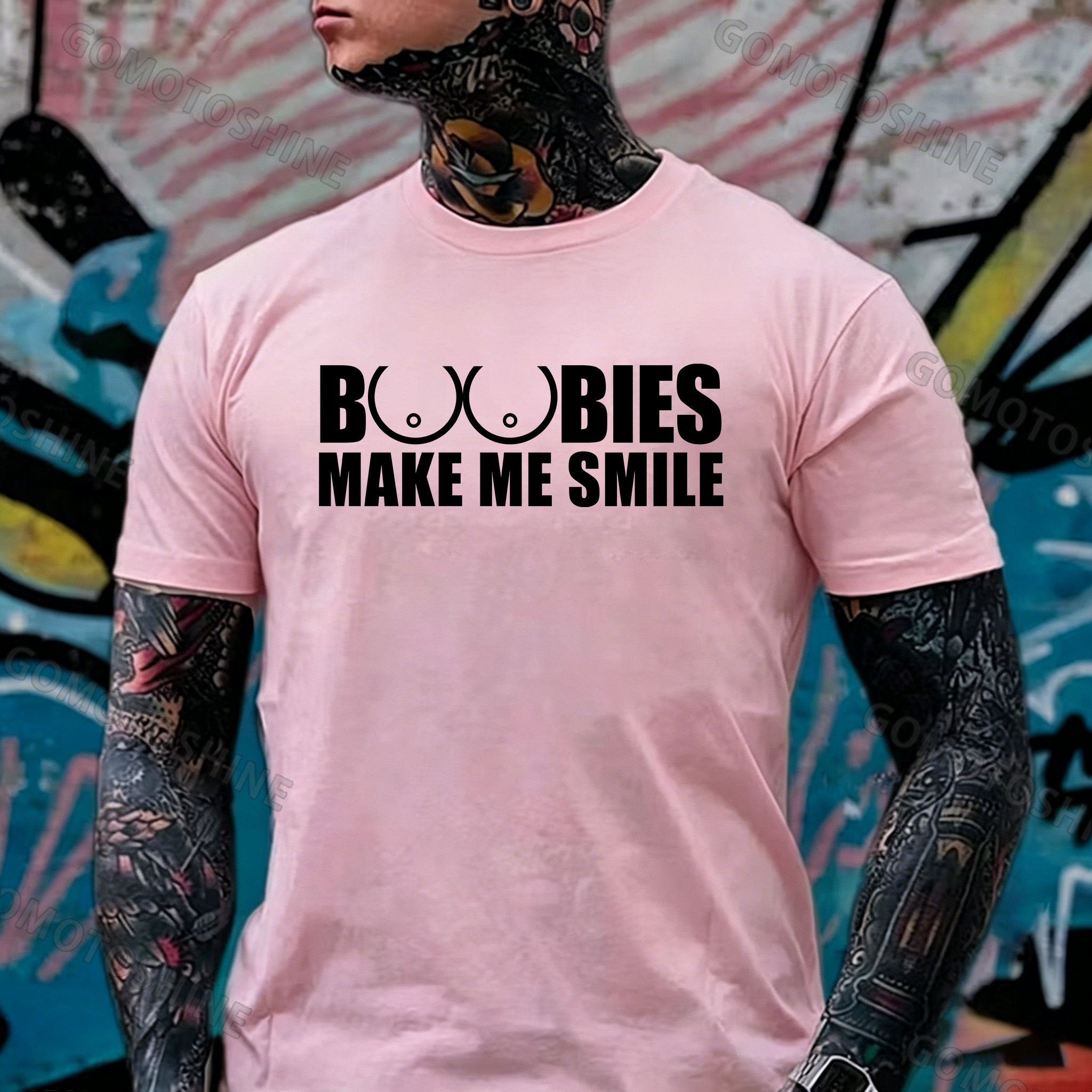 BOOBIES MAKE ME SMILE Graphic Black Print T-shirt Image - 17