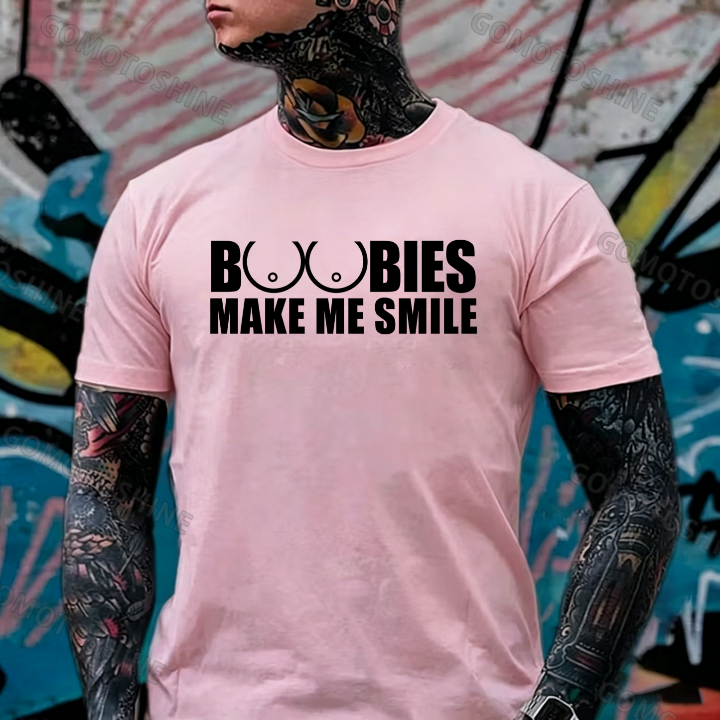 BOOBIES MAKE ME SMILE Graphic Black Print T-shirt Image - 17