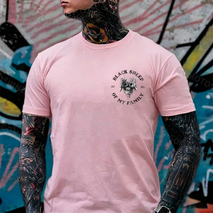 BLACK SHEEP OF MY FAMILY Skull Black Print T-Shirt Image - 22