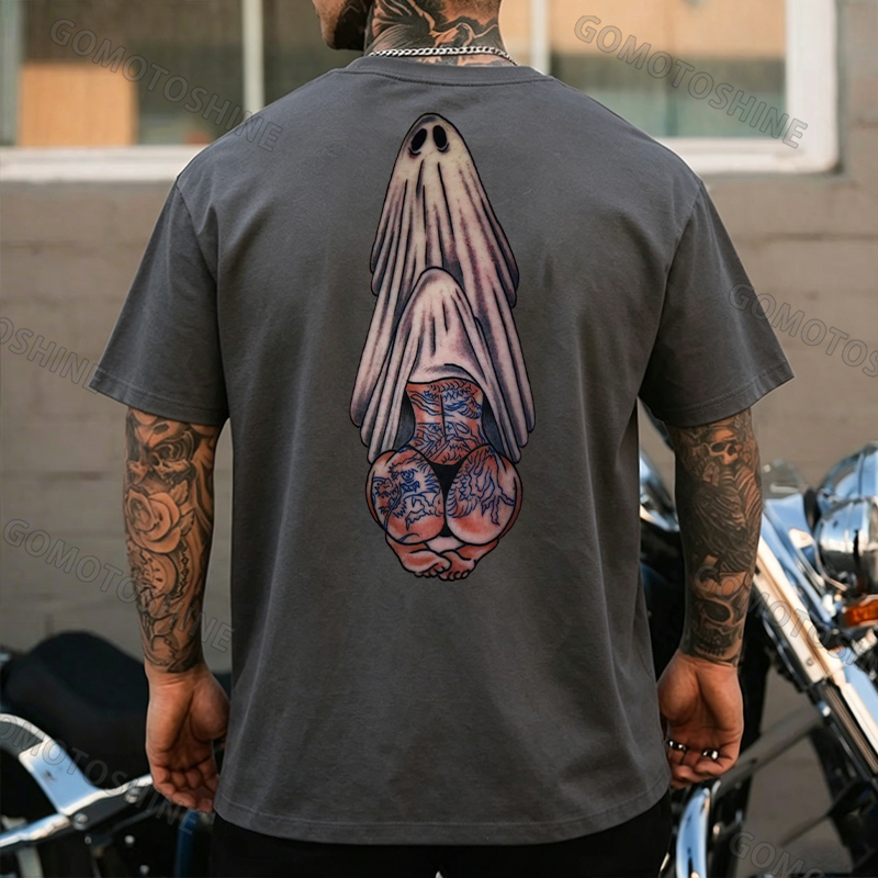 Oral Sex with Tattooed Ghost Dirty Love Black Print T-shirt Image - 20