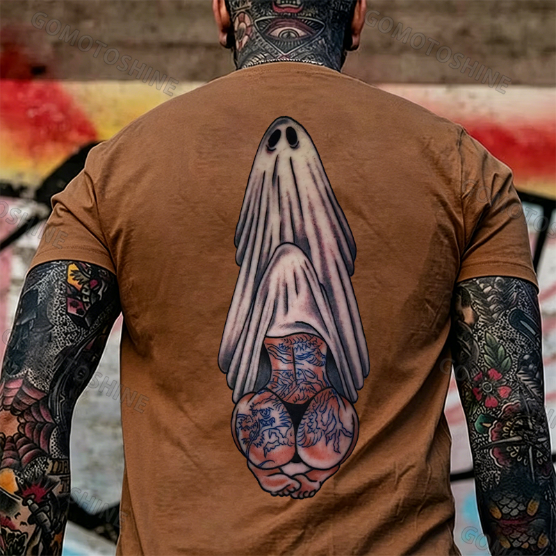 Oral Sex with Tattooed Ghost Dirty Love Black Print T-shirt Image - 23