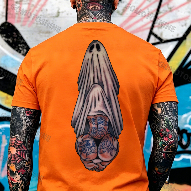 Oral Sex with Tattooed Ghost Dirty Love Black Print T-shirt Image - 30