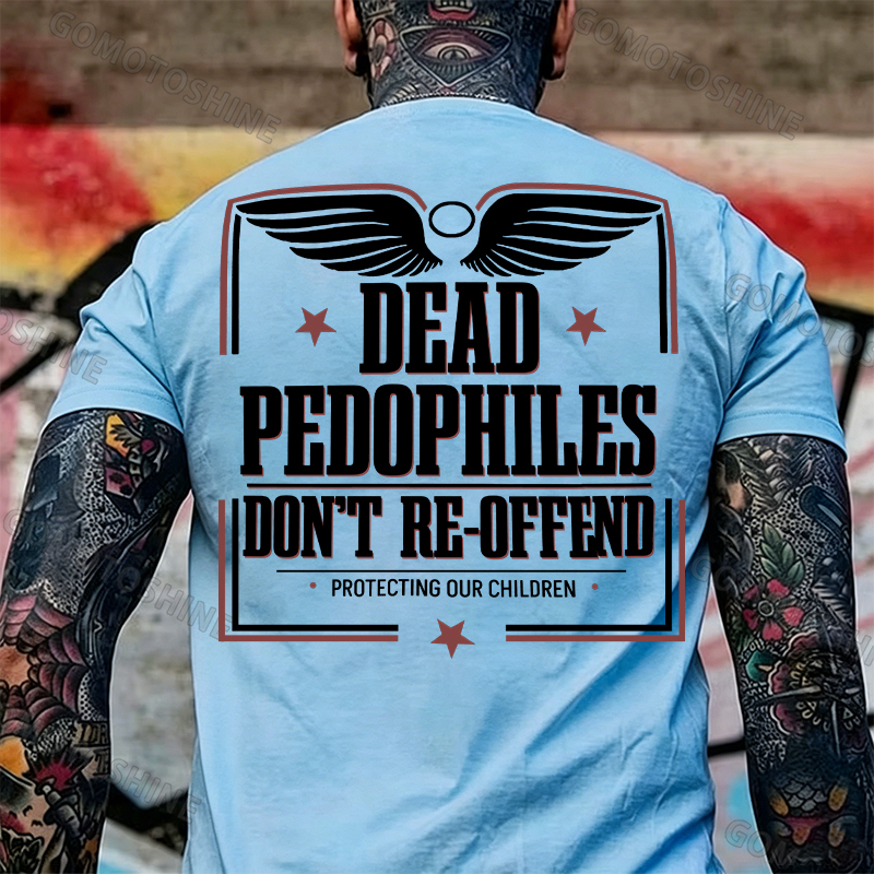 DEAD PEDOPHILES DON'T RE-OFFEND PROTECTING OUR CHILDREN Angel Wings Print Men's T-shirt Image - 8