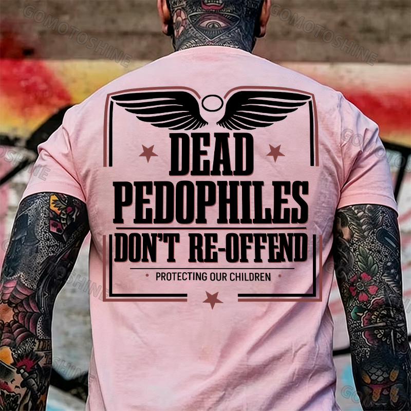 DEAD PEDOPHILES DON'T RE-OFFEND PROTECTING OUR CHILDREN Angel Wings Print Men's T-shirt Image - 11