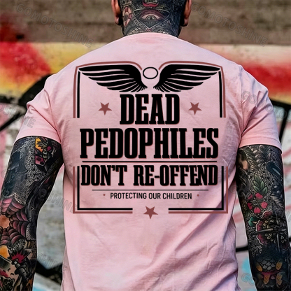 DEAD PEDOPHILES DON'T RE-OFFEND PROTECTING OUR CHILDREN Angel Wings Print Men's T-shirt Image - 11