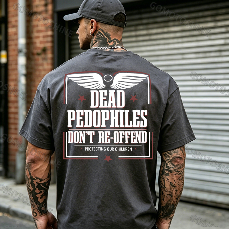 DEAD PEDOPHILES DON'T RE-OFFEND PROTECTING OUR CHILDREN Angel Wings Print Men's T-shirt Image - 9