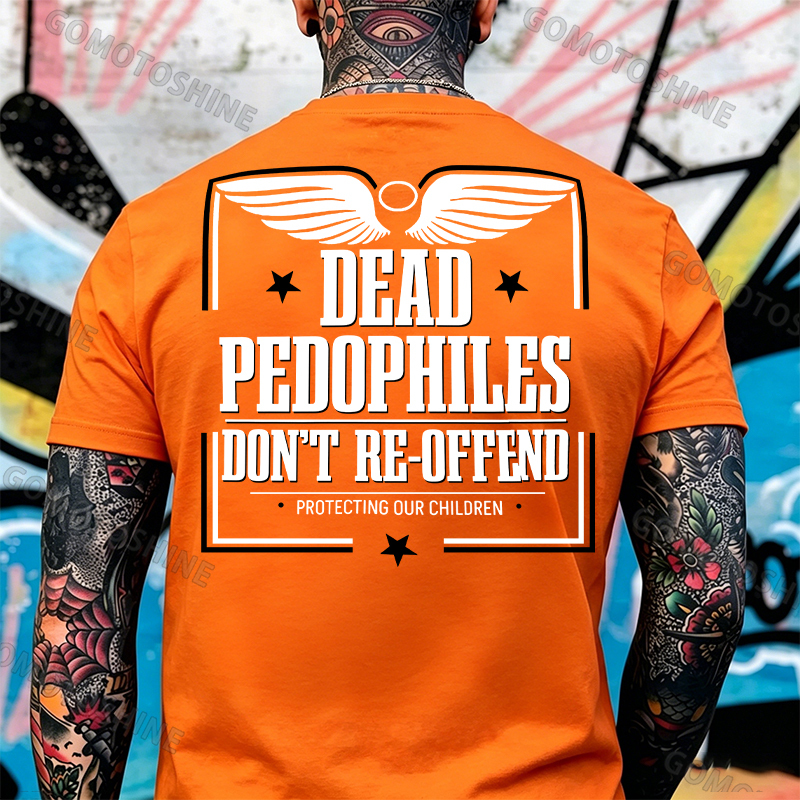 DEAD PEDOPHILES DON'T RE-OFFEND PROTECTING OUR CHILDREN Angel Wings Print Men's T-shirt Image - 13