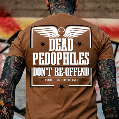 DEAD PEDOPHILES DON'T RE-OFFEND PROTECTING OUR CHILDREN Angel Wings Print Men's T-shirt Image - 10