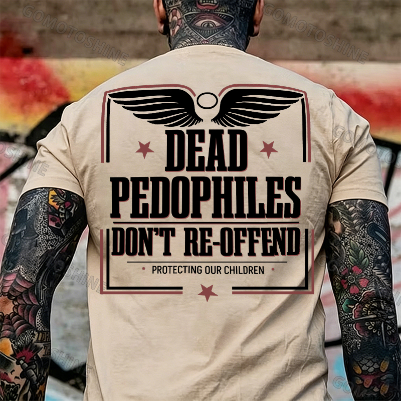 DEAD PEDOPHILES DON'T RE-OFFEND PROTECTING OUR CHILDREN Angel Wings Print Men's T-shirt Image - 12