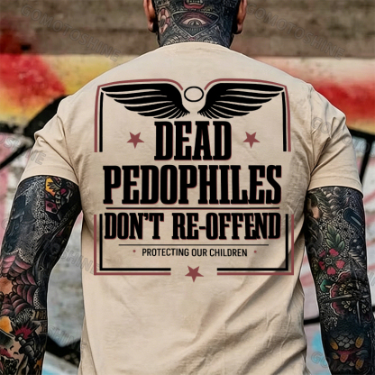 DEAD PEDOPHILES DON'T RE-OFFEND PROTECTING OUR CHILDREN Angel Wings Print Men's T-shirt Image - 12