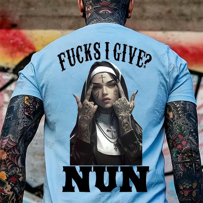 F*CKS I GIVE NUN Defiant Nun Print Men's T-Shirt Image - 20