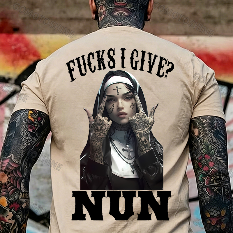 F*CKS I GIVE NUN Defiant Nun Print Men's T-Shirt Image - 24